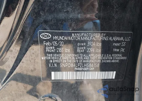 2020 Hyundai Elantra Sel from USA, damaged, VIN 5NPD84LF2LH586158